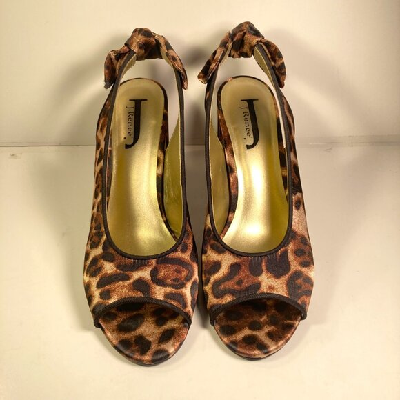 J Renee Leopard Print Open Toe Shoes Size 8M - Picture 3 of 7